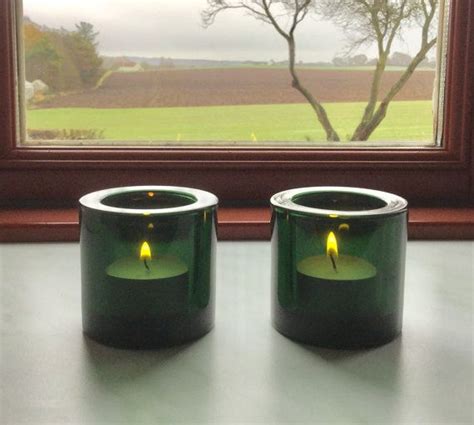 Marimekko Pair Of Jade Green Glass Votive Candle Holders Etsy Glass Votive Candle Holders