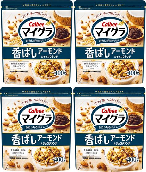 Jp 【マイグラ】カルビー マイグラ 香ばしアーモンドandチョコクランチ 400g×4袋 食品・飲料・お酒