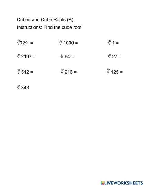 Eighth Grade Cubes And Cube Roots Activity Teacher Made Worksheets