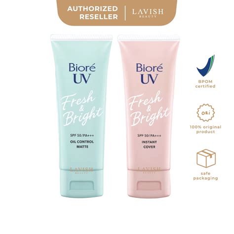 Jual Biore Uv Fresh And Bright Instant Cover Sunscreen Spf 50 Pa Oil Control Matte Instant