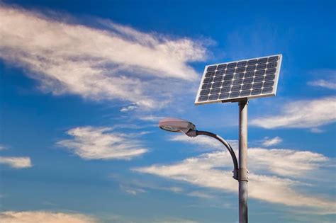 Panel Solar En Una Farola De Alumbrado P Blico Con Un Fondo De Cielo