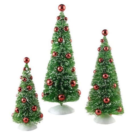 Snowbabies Classics Trees With Red Ornaments Set 3 Tree 9 75 Inch