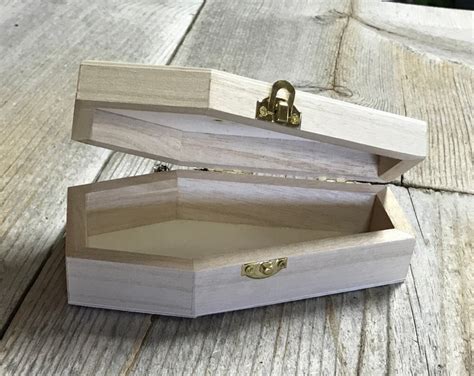 Wood Coffin Shaped Box With Lid Inches By Inches Etsy