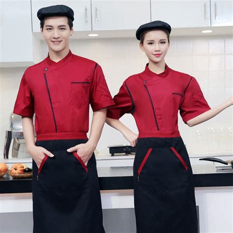 Unisex Restaurant Kitchen Chef Uniform Short Sleeve Shirt Breathable Double Breasted Chef Jacket