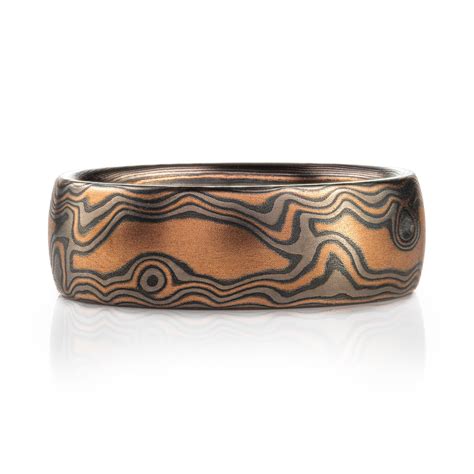 Embers Palette Mokume Gane Ring In Woodgrain Pattern