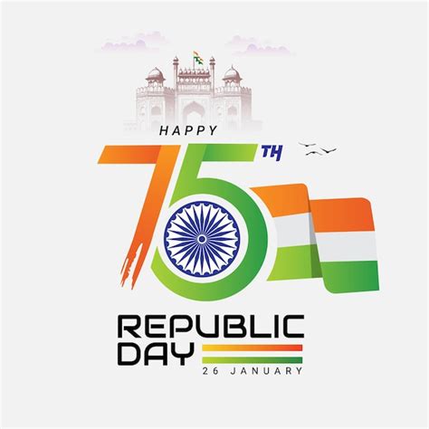 Premium Vector | 75 years of indian republic day logo