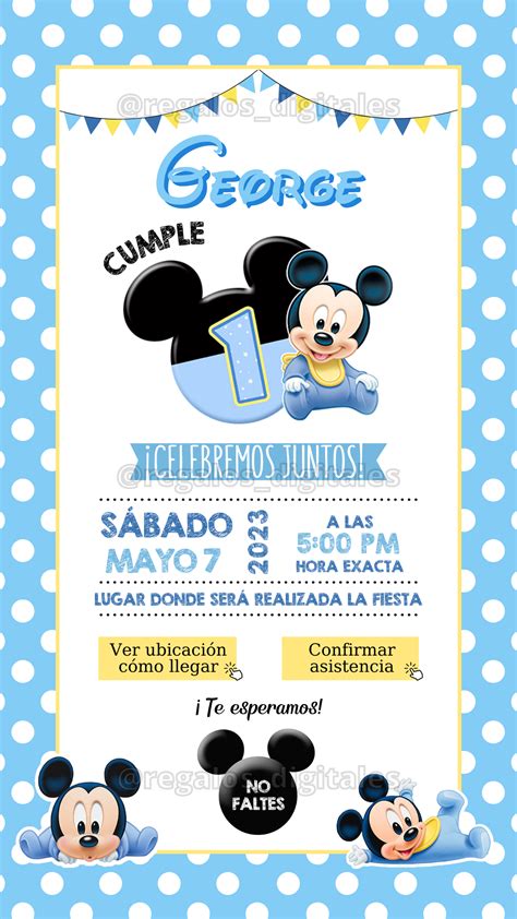 Invitaci N Interactiva De Mickey Mouse Beb Feliz Cumplea Os De