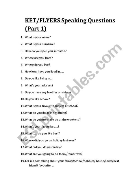 Ket Speaking Exam Esl Worksheet By Pablito88 Exam Worksheets