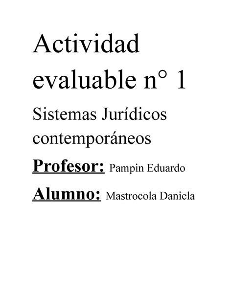 Actividad Evaluable N Sistemas Juridicos Contemporaneos Actividad