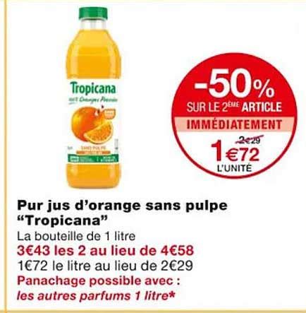 Promo Pur Jus D Orange Sans Pulpe Tropicana Chez Monoprix Icatalogue Fr