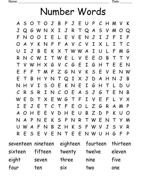 Printable Number Word Search Prntbl Concejomunicipaldechinu Gov Co