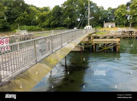 Pont Yr Aber Aber Swing Bridge Crossing The River Seiont In