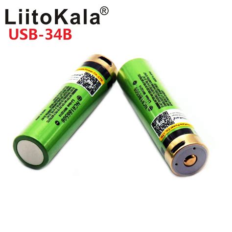 Hot LiitoKala USB 3 7V New Original NCR18650B 3 7 V 3400ma Li Ion USB