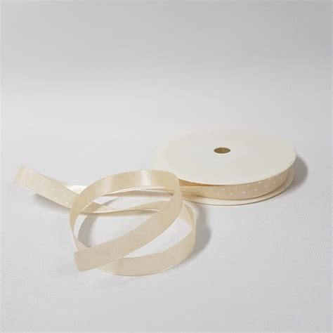 Polka Dot Satin Ribbon Mm Beige Desflora