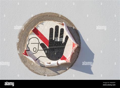 Stay Away Sign On A Industrial Door Stock Photo Alamy