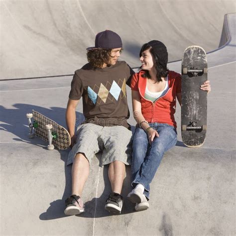 Kids at skatepark stock image. Image of pool, teens, friends - 5038943