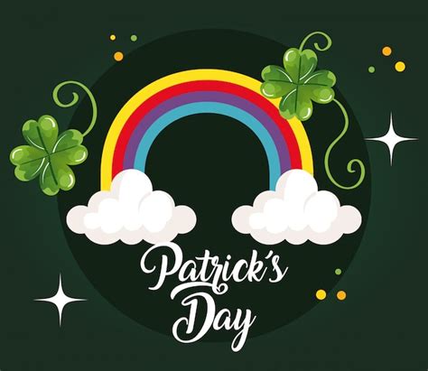 Premium Vector Saint Patricks Day With Rainbow And Decoration