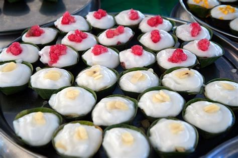 Tako Is A Thai Dessert Sweet Is Creamy Coconut Tapioca And Corn Pudding With Coconut Tago