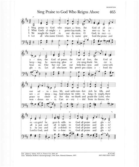 Psalter Hymnal Gray 465 Sing Praise To God Who Reigns Above