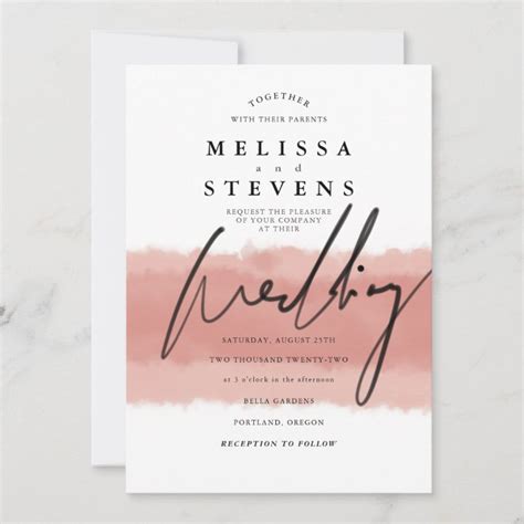 Blush Pink Watercolor Typography Wedding Invitation Zazzle