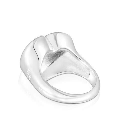 Anillo Sello De Plata Coraz N Bold Motif Tous