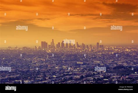 Los Angeles downtown skyline at sunrise Stock Photo - Alamy