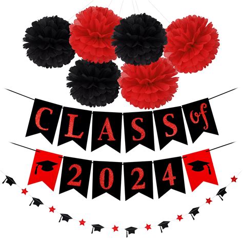 Class Of 2024 Banner Red And Black Graduation Banner Class Of 2024 Sign