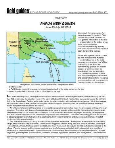 PAPUA NEW GUINEA Field Guides