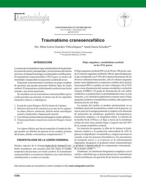 Traumatismo Craneoencef Lico Pdf Medicina Y Farmacia Udocz