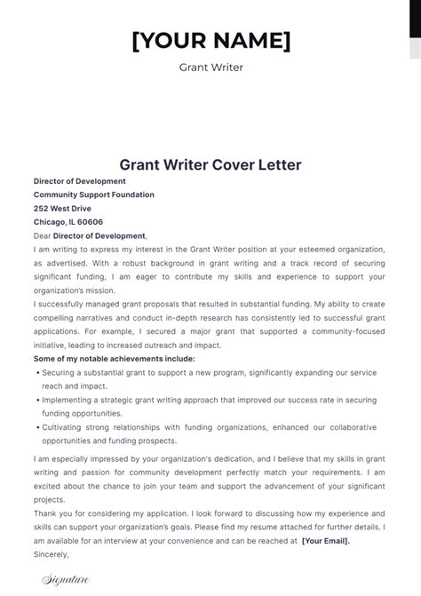 Free Grant Writer Cover Letter Template Edit Online And Download