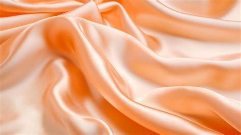 Premium Photo Smooth Flowing Peach Colored Satin Fabric