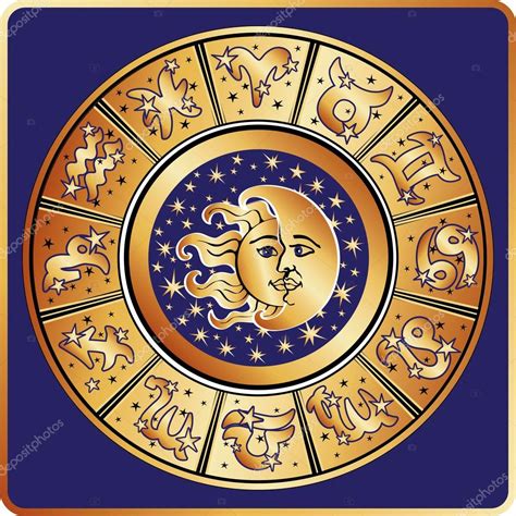 Horoscope Zodiac Sign Circle With Moonsun Stock Photo By ©tatianakost