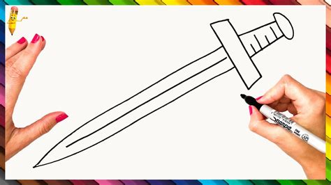 How To Draw Sword Step By Step Sword Drawing Easy Drawing Tutorials