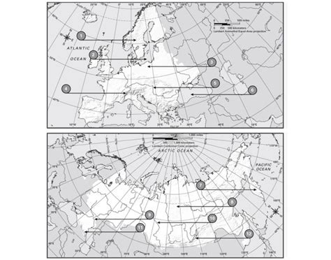 Europe and Russia Physical Map Quiz