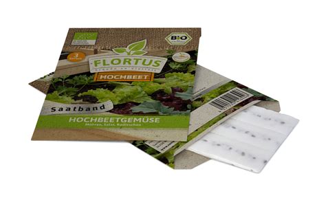 Hochbeetgemüse Saatband BIO Saatbänder Saatplatten von FLORTUS