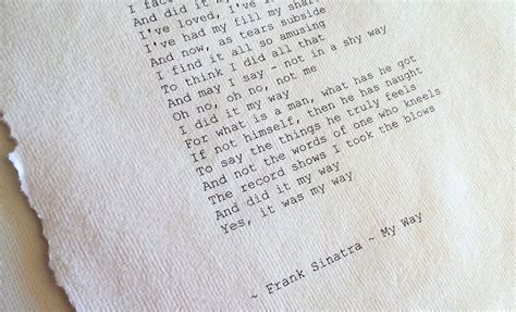 Frank Sinatra My Way Lyric My Way Song Lyrics Typewriter | Etsy