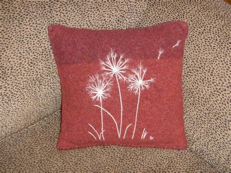 Fulled Pillow With Needle Felted Design Felt Crafts Needle Felting