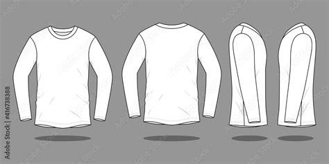 Blank White Long Sleeve T Shirt Template On A Gray Background Front