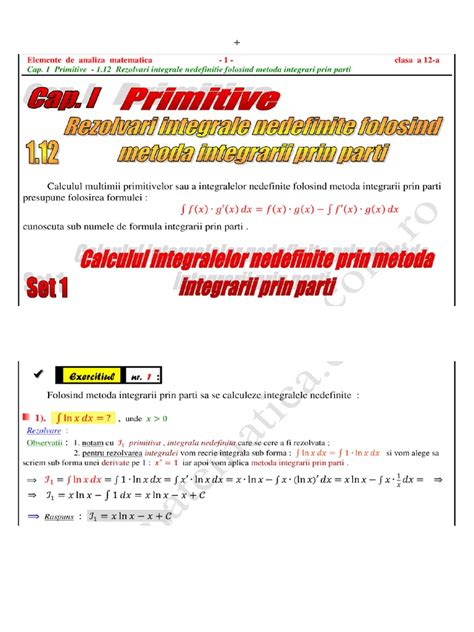 Integrale Metoda Integrarii Prin Parti Pdf