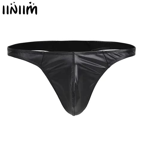 Mens Sexy Lingerie Briefs Thong G Strings U Convex Patent Leather