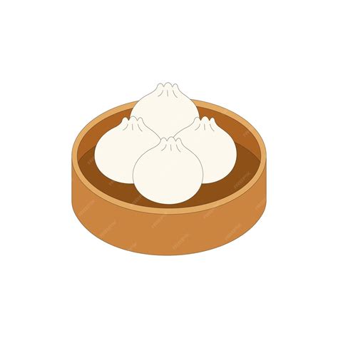 Premium Vector Dim Sum Vector Illustration Traditional Chinese Dumplings In Bamboo Steamer