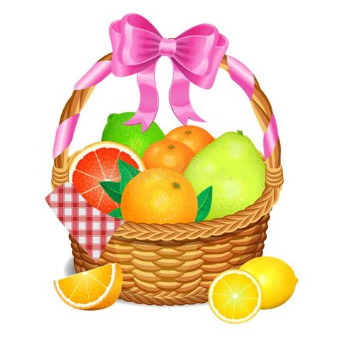 Panier Avec Des Fruits Sur Le Blanc Illustration De Vecteur