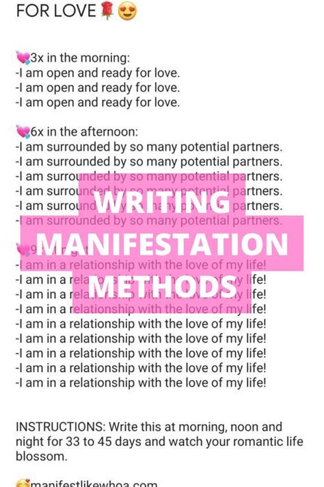 Writing Manifestation Methods Writing Manifestation Methods And