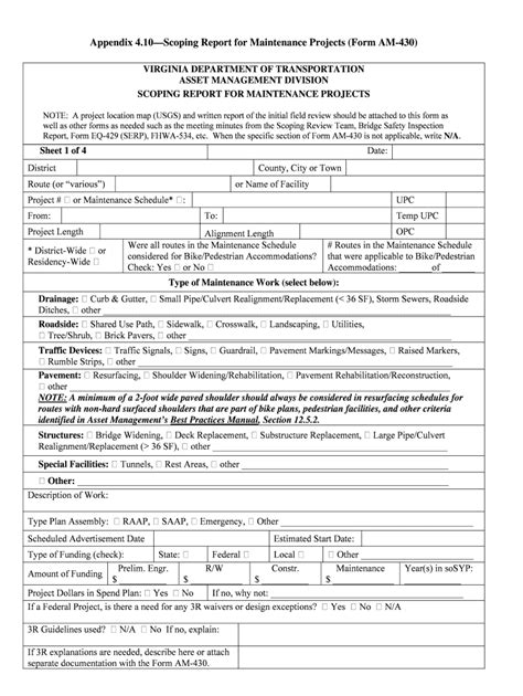 Fillable Online Virginiadot Aintenance Project Scoping Form Am