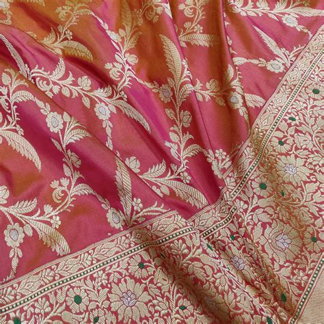 Dual Shade Pure Katan Silk Handwoven Banarasi Jungla Saree Banarasi