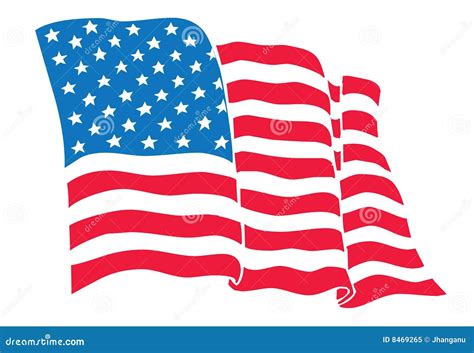 Us Flag American Flag Flowing Waving Stock Vector Illustration Of
