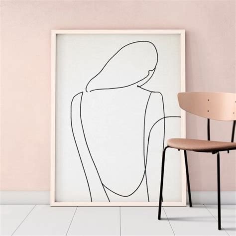 Minimalist Female Line Drawing Printable Wall Art Body Etsy