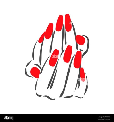 Vector Hand Drawn Illustration Of Manicure And Nail Polish On Woman