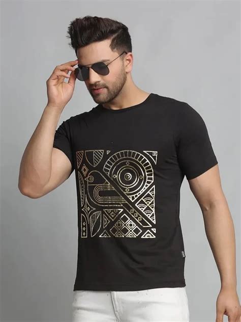 Round Black Men Printed T Shirt Half Sleeves At Rs 199 Piece In