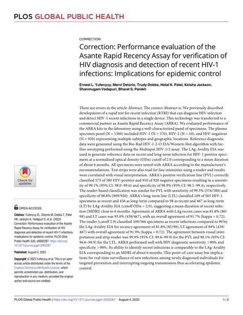 Pdf Correction Performance Evaluation Of The Asante Rapid Recency